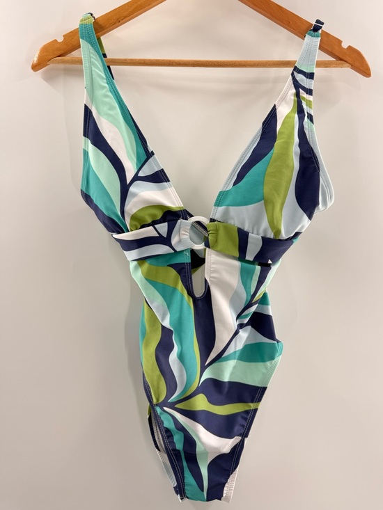 Sanctuary Other - NWT Sanctuary Multi Color Retro Print Deep Plunge Swimsuit Blue Green Size XS